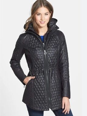 Laundry by Shelli Segal Quilted Jacket with Hooded Inset size: M